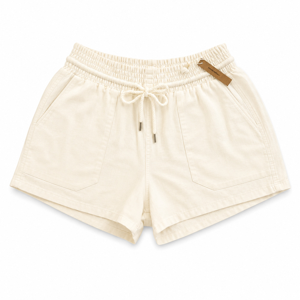 Love Tree Linen Blend Drawstring Pull-On Shorts Ivory Size Large NWT